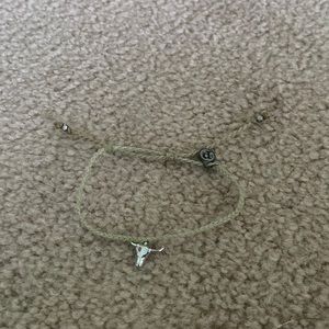Pura Vida Sage green bull charm bracelet